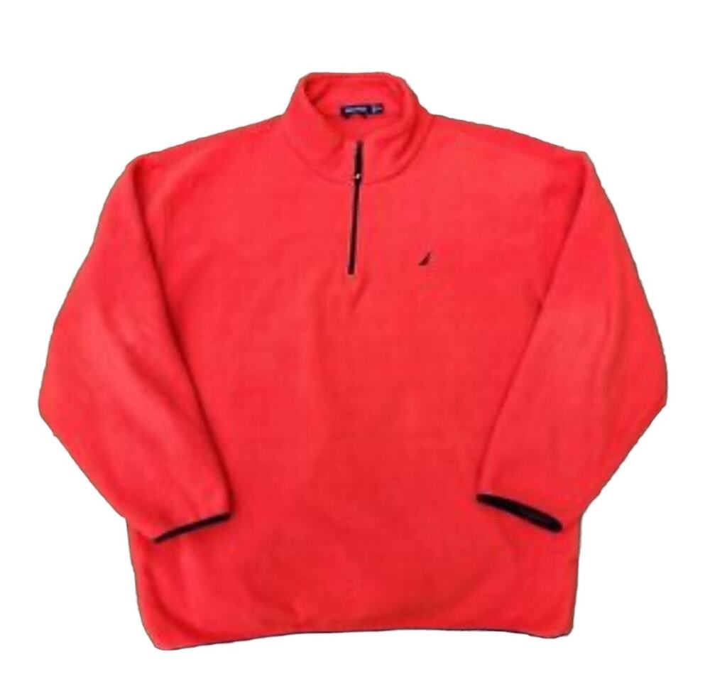 Nautica 1/4 Zip Long Sleeve Fleece Beautiful Orange Coral Color Womans M